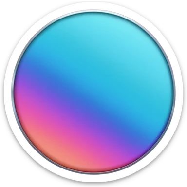 Credit coin in gradient of turquoise, blue, pink, purple, and coral as the main surface sticker