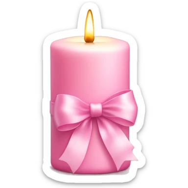pastel pink christmas candle, with light pink ribbon sticker