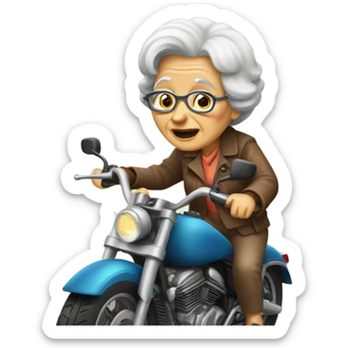 Old lady in a motorcycle  sticker