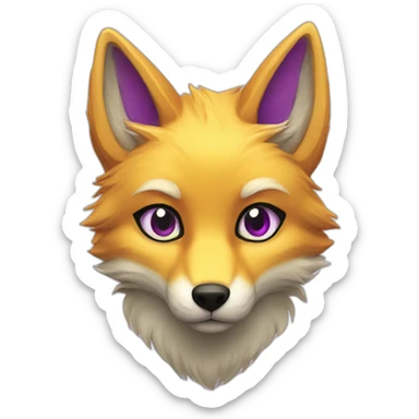 yellow purple fox furry green eyes sticker