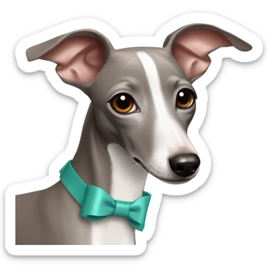 White Italian greyhound with bows sticker