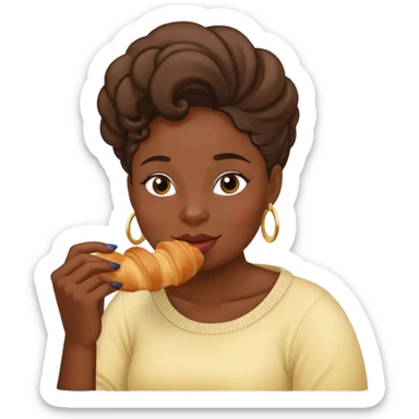 Black woman eating a croissant sticker