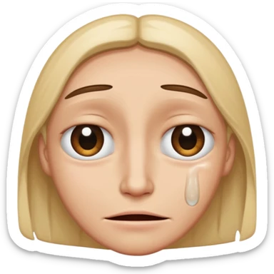 Face half with eye bags and crying and half empty smile sticker