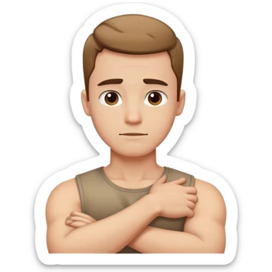 a guy with arms crossed on neck sticker