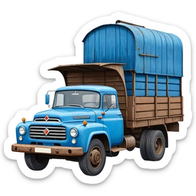 ZIL-130 Soviet truck with blue cabin and flatbed, classic Russian cargo truck from 1960s sticker
