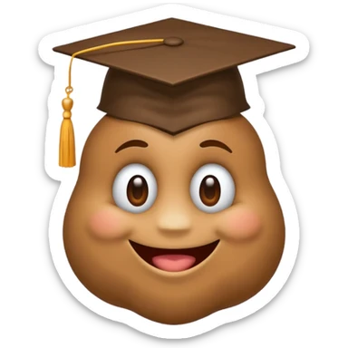 poop emoji with grad cap on sticker