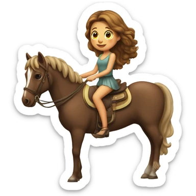 Muchacha con caballo ondulado  sticker