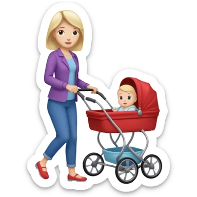 lady shopping with baby sticker