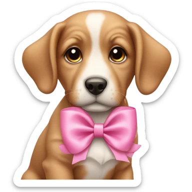 puppy with pink bow sticker