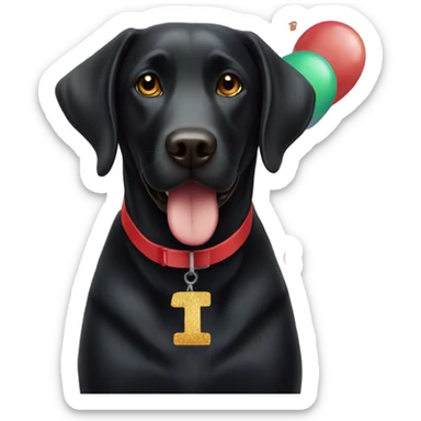 Black Labrador with happy birthday banner  sticker