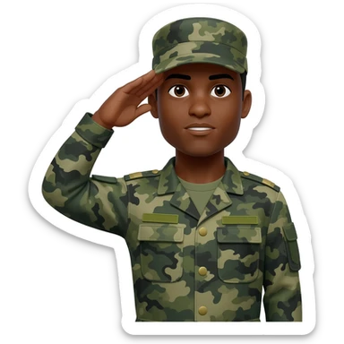 I need a black male military soldier and camouflage green uniform saluting sticker