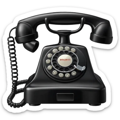 Telephone – Classic black rotary phone with cord sticker