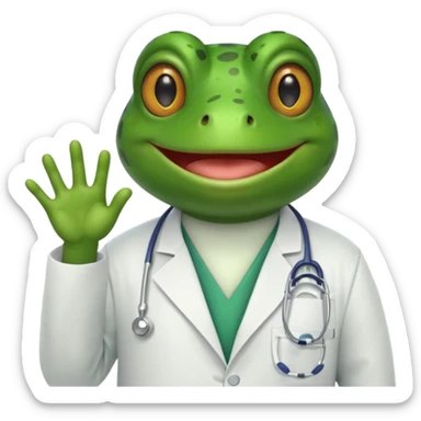 A frog in a doctor’s coat, portrait sticker