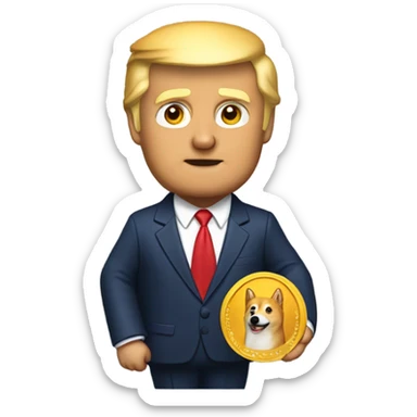 Donald trump holding a doge coin  sticker