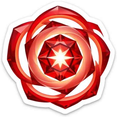 Red crystal with a red glow coming from its center. In the center of the crystal a $ sticker