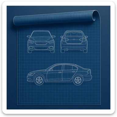 blueprint roll of a car in general style sticker