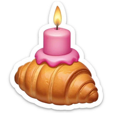 croissant with a pink birthday candle on top sticker