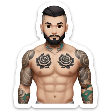 tattoo man, white skintone, more highlight the tattoo, body builder, heavy tatto on fully chest, more tattoos on the body, more visible tattoo, big tattoos. sticker