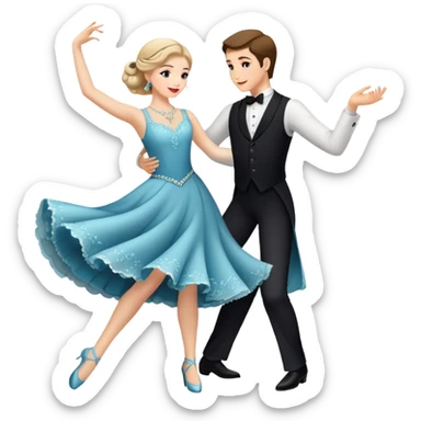 a man and a woman dancing together ballroom pose sticker