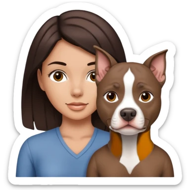 Grey pitbull with one darkBrown haired Girl  sticker