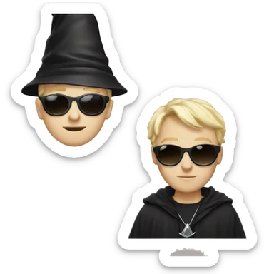 White boy with sunglasses and a black wizard hat sticker