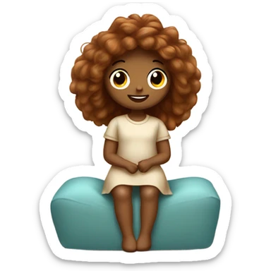 Chestnut doll sitting on a bed  sticker