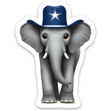 elephant wear a dallas cowboys hat sticker