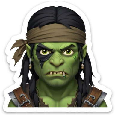 ork pirate man long hair sticker