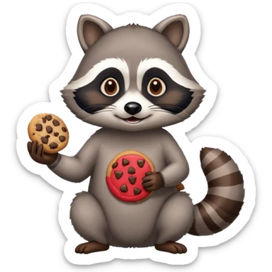 A raccoon is holding a cookie in his hands sticker
