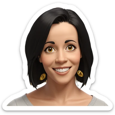 smiling girl with black hair sticker