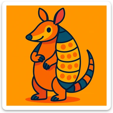 an armadillo, vibrant toon style, standing upright sticker