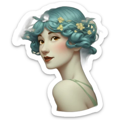 Woman art nouveau sticker