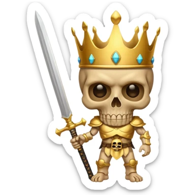 Golden skull with crown now make it with a worrior sowrd with a skull body whith a target on one of his eyes sticker