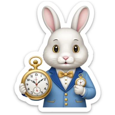 Rabbit holding watch meme sticker