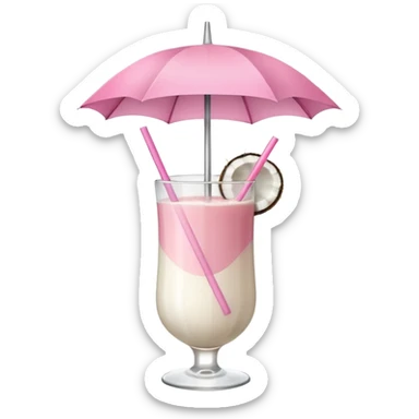 coconut drink with light pink umbrella sticker