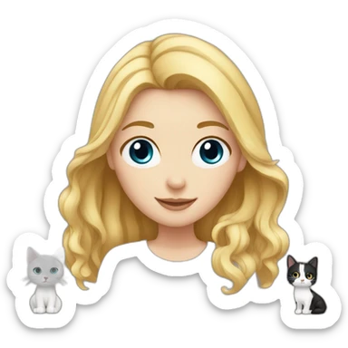 Blond white girl with 2 cats  one brown and one black sticker