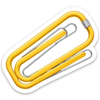 The emoji is a yellow paperclip positioned diagonally, with its two main loops clearly visible, suggesting the function of an attachment or a hyperlink. sticker