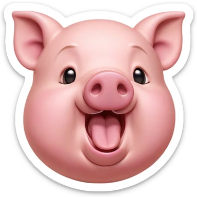 Cinematic Cute Yawning Pig Portrait Emoji, Head tilted slightly with a dramatic, wide-open yawn, showcasing a soft, smooth rosy-pink hide with droopy ears, round beady eyes barely open in drowsy contentment, Simplified yet irresistibly adorable features, highly detailed, glowing with a soft, cozy glow, high shine, relaxed yet expressive, stylized with a touch of whimsical charm, bright and endearing, soft glowing outline, capturing the essence of a sleepy yet affectionate pig, so drowsy it feels like it could stretch out of the screen and curl up for a nap! sticker
