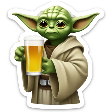 Yoda drink a beer sticker