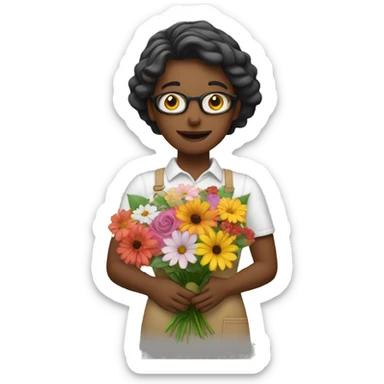 florist making bouquet sticker