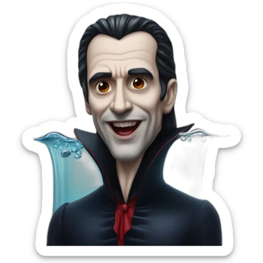 dracula in a swimming pool hyperrealistic sticker