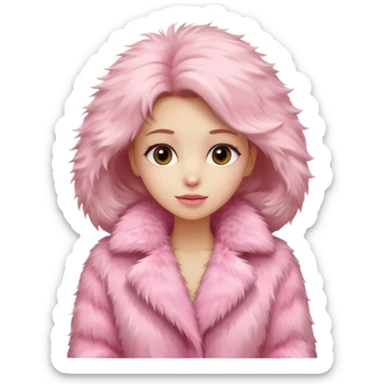 Pink fur coat female sticker