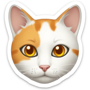white and orange cat with missing eye sticker
