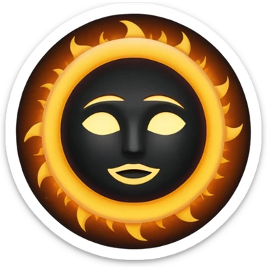 Eclipse – Dark moon covering sun, glowing corona, no face sticker