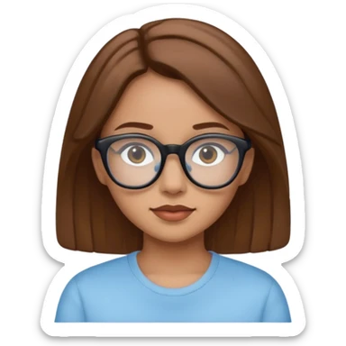 Girl with light blue and back glasses and brown hair  sticker