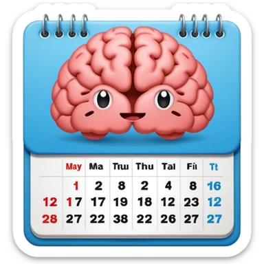 A calendar with a brain emoji for a week sticker