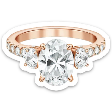 rose gold engagement ring with sparkly oval shaped diamond  sticker