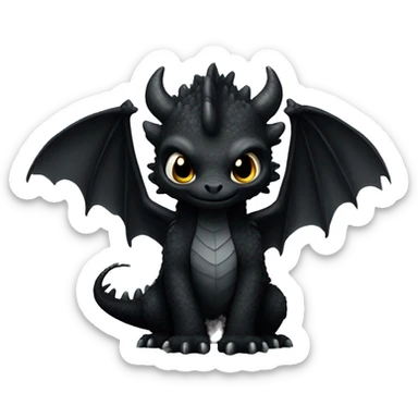 black fluffy big eyed dragon  sticker