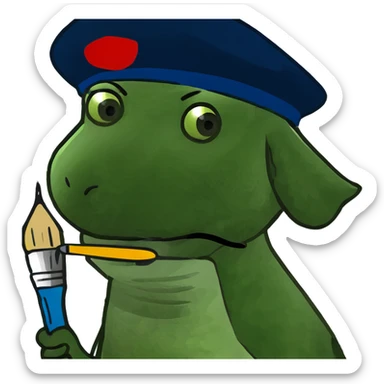 Dog painting a picture  sticker