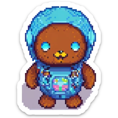 Discord mascot Clyde, small and iconic pixel art style, no text sticker